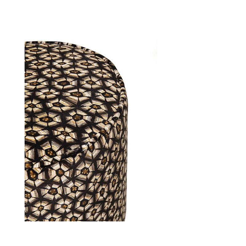 Ardmore Velvet Fabric Pouf on Black Metal Base, Silver
