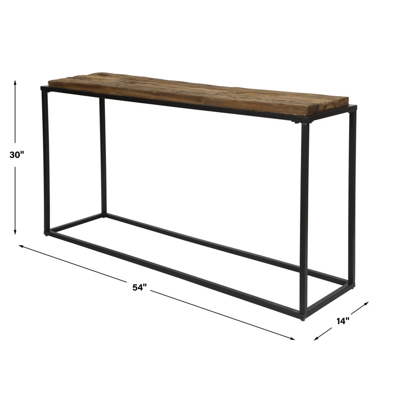 Averly 54'' Natural Wood and Black Metal Console Table