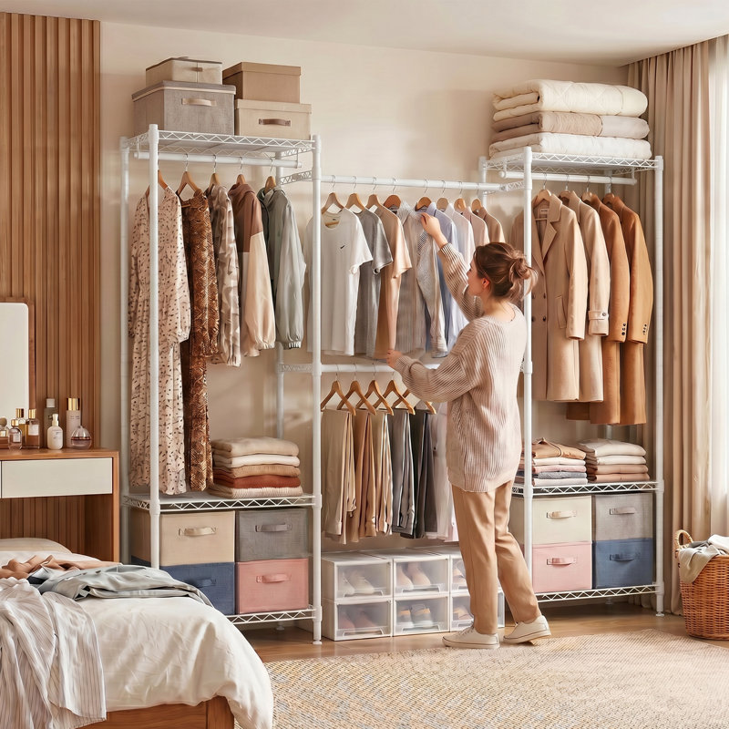 234.5cm Adjustable Clothing Rack, White