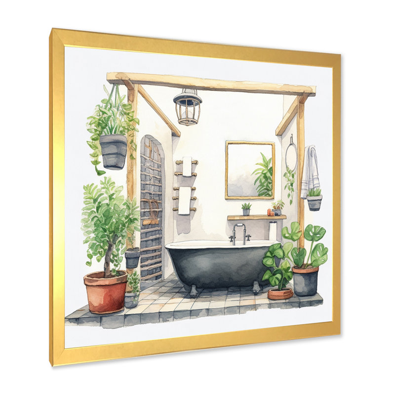 Décor de salle de bain naturel XXXI, Cadre doré à une seule photo, H 30 po x l 40 po x P 1,5 po