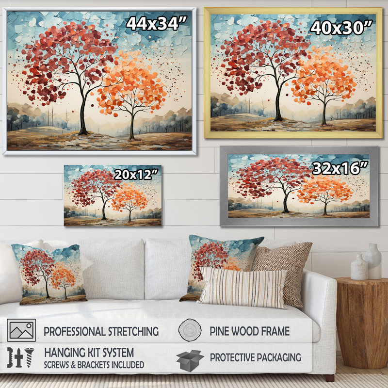 «Mute Tone Maple Trees Collage II», reproduction sur toile, H 34 po x l 44 po x P 1,5 po, Toile tendue