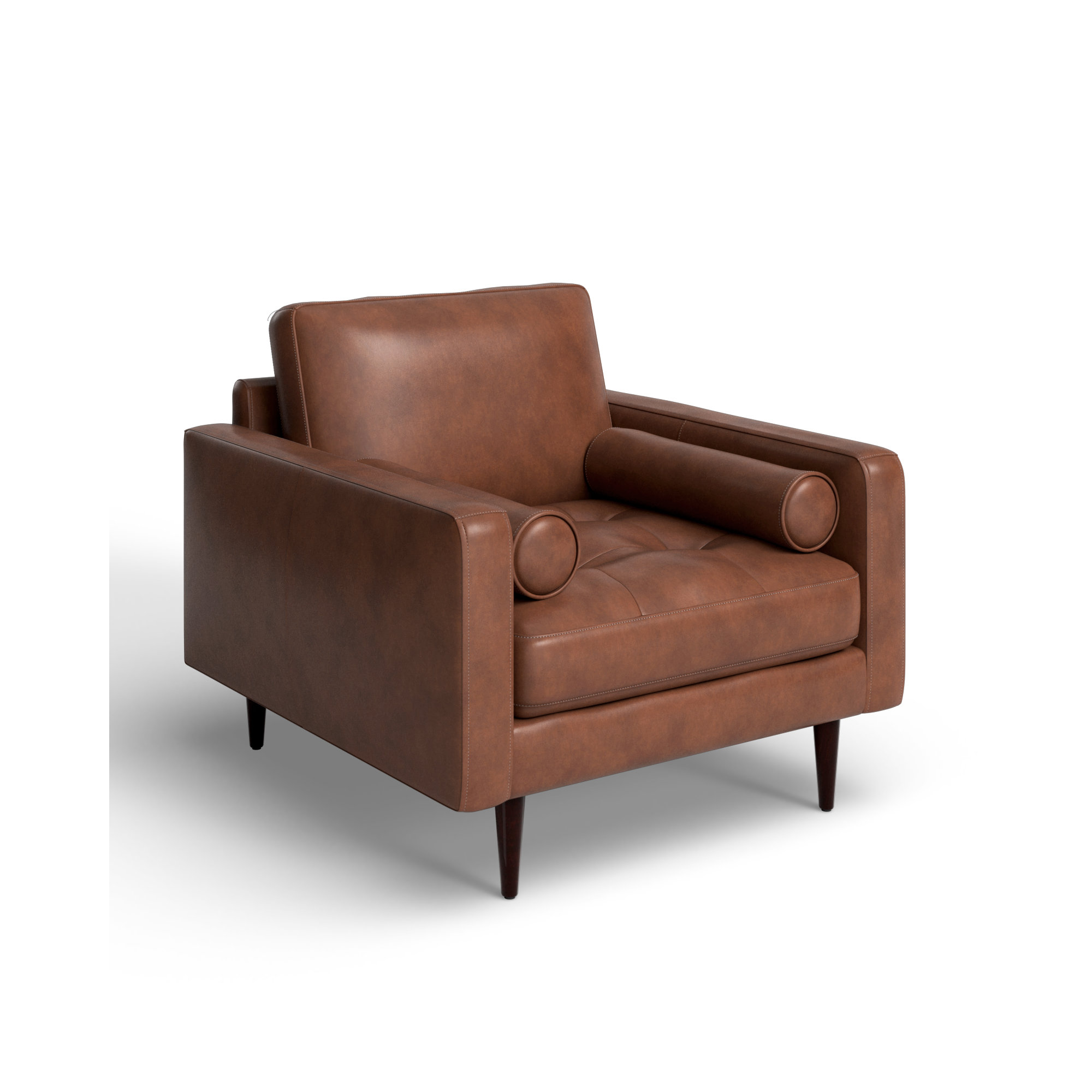 Arlo Genuine Leather Armchair, Vintage Brown Top Grain Genuine Leather