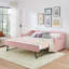 Lit de jour simple, lit de jour convertible rembourré avec dossier capitonné, canapé-lit polyvalent 3 en 1 avec lit gigogne escamotable et rangement latéral, parfait pour un salon compact - rose-130430009-130430013
