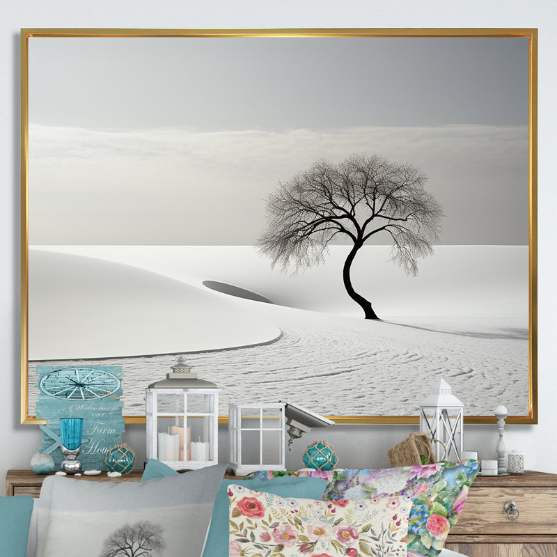 Paysage d'hiver photo I sur toile, Cadre flottant doré, H 16 po x l 32 po x P 1 po