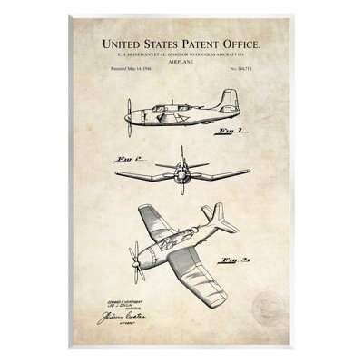 " Vintage Distressed Patent Airplane " by Karl Hronek