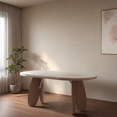 Mid-Century Oval Rock-Slab Dining Set