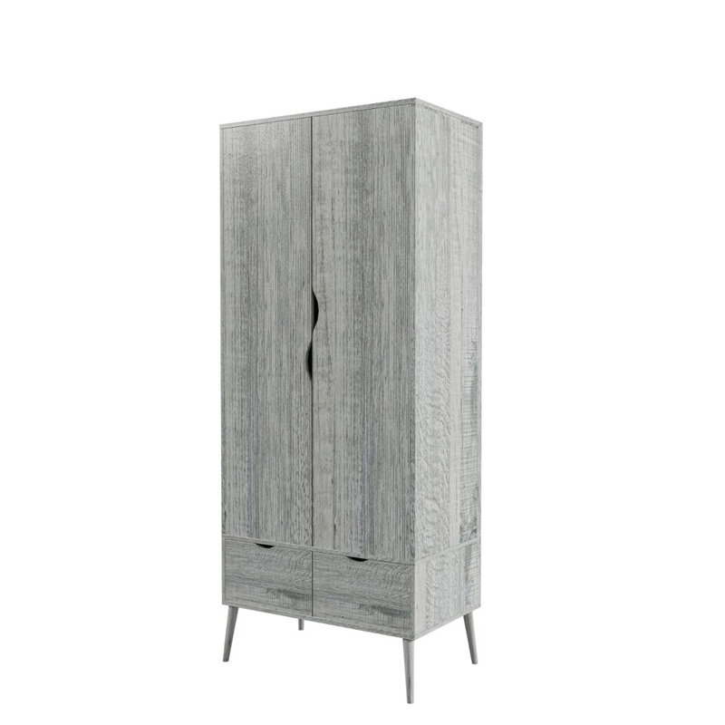Hortencia Solid Wood Wardrobe, Ash Grey