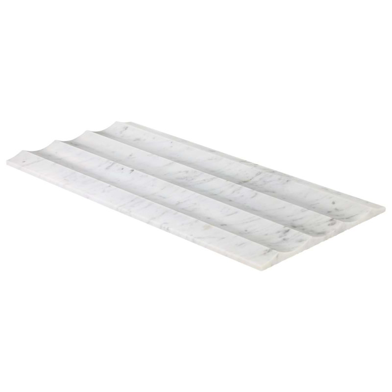 Stonework Carrara White 12x24 Marble Tile, Fluted 3D Honed