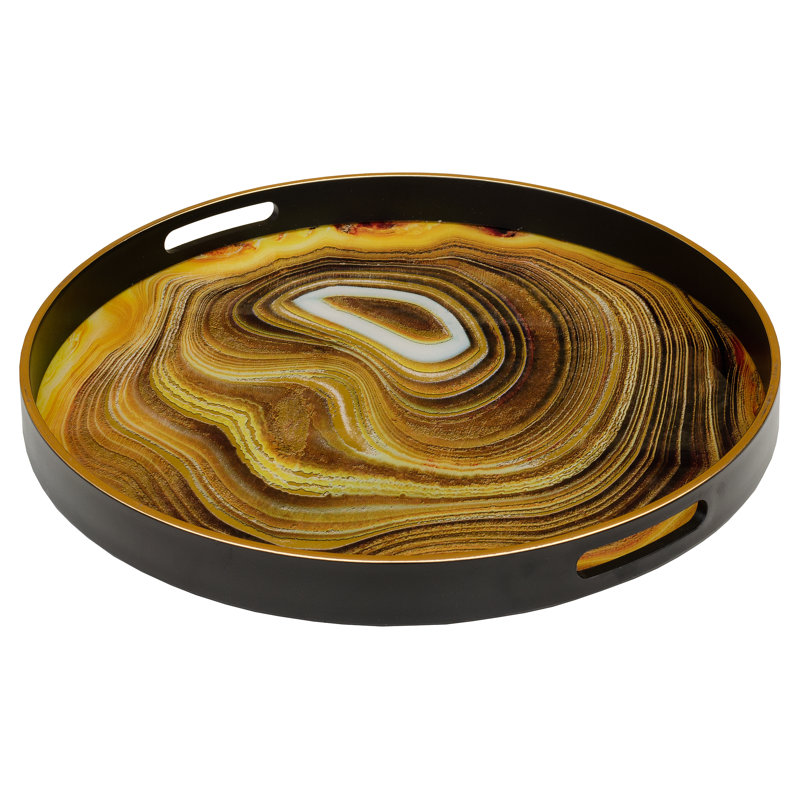 Clanton Glass and Resin Decorative Tray, 4cm H x 45cm W x 45cm D