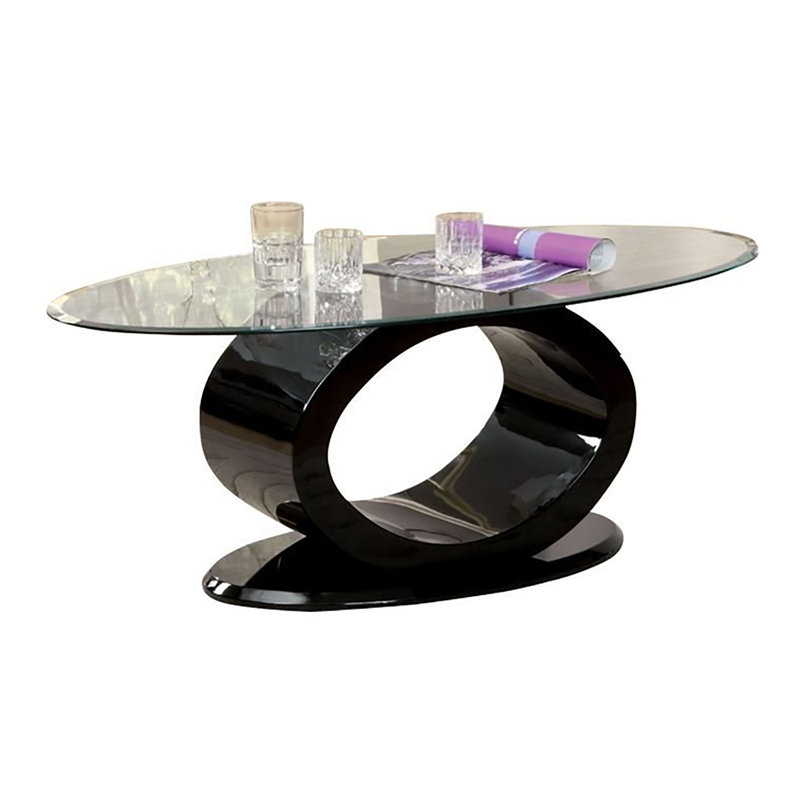 Rehberg Glass Top Single Coffee Table, Black