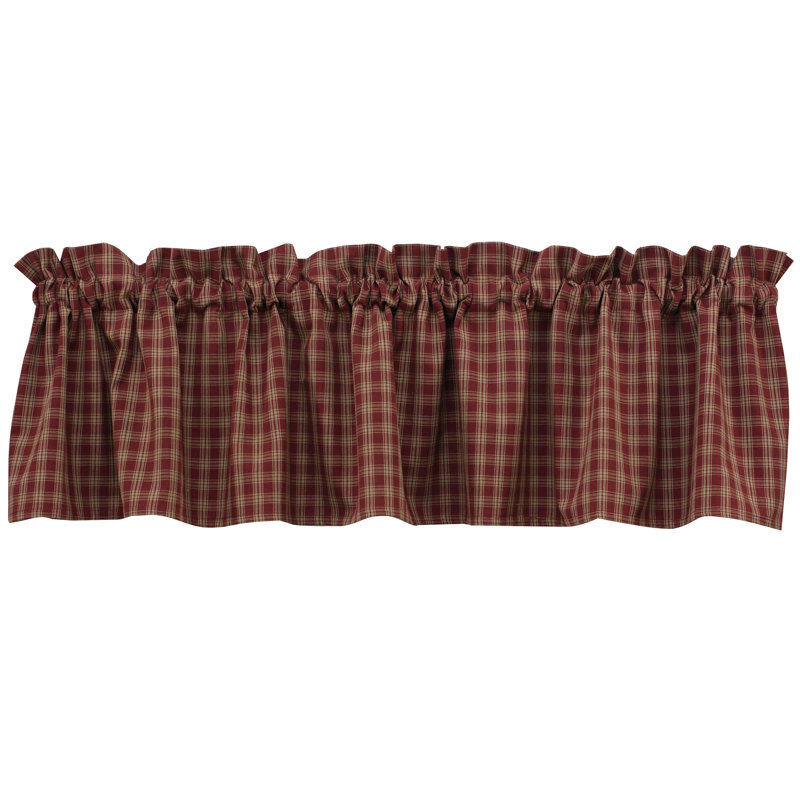 Algerine Cotton Plaid Tailored Window Valance, Red/Maroon