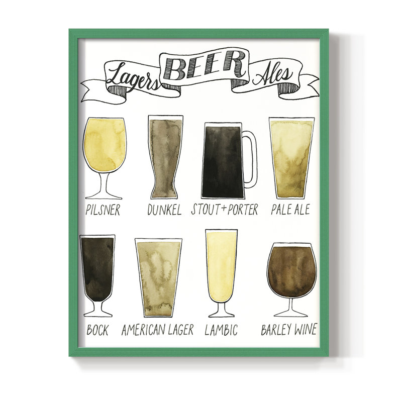 «Beer Information», reproduction encadrée - bois massif, H 15 po x l 12 po, Vert