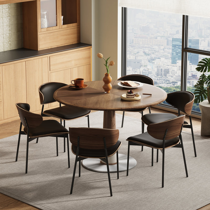 Vintage Round Wooden Dining Table 120x74cm, Retro Kitchen Table for 4-6 Person, Perfect for Small Spaces, Apartments, Kitchen with Sturdy Metal Base in Classic Brown