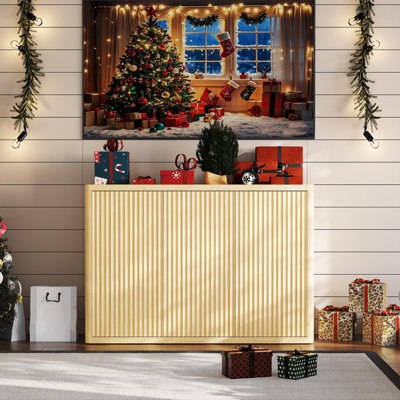 Fluted Sideboard Buffet Cabinet with Adjustable Shelves – Modern Storage for Dining Room, Living Room, Kitchen, Hallway