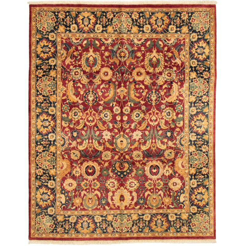 One-of-a-Kind Rectangle 8' X 10'2" New Age Wool Area Rug in Blue/Dark Red/Beige