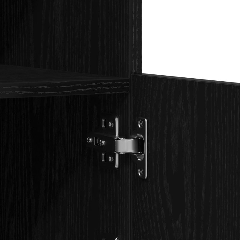 Side Cabinet with LED Lights Storage Sideboard Cupboard Engineered Wood, Black Oak