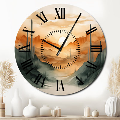 Cactus à Emberlight - grande horloge murale en métal du sud-ouest