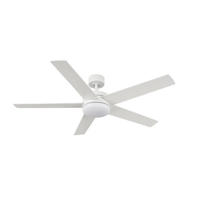 Langley 52 in. 5 Blade Matte White Ceiling Fan with Remote Control, Dimmable LED Light Kit, and Reversible Motor