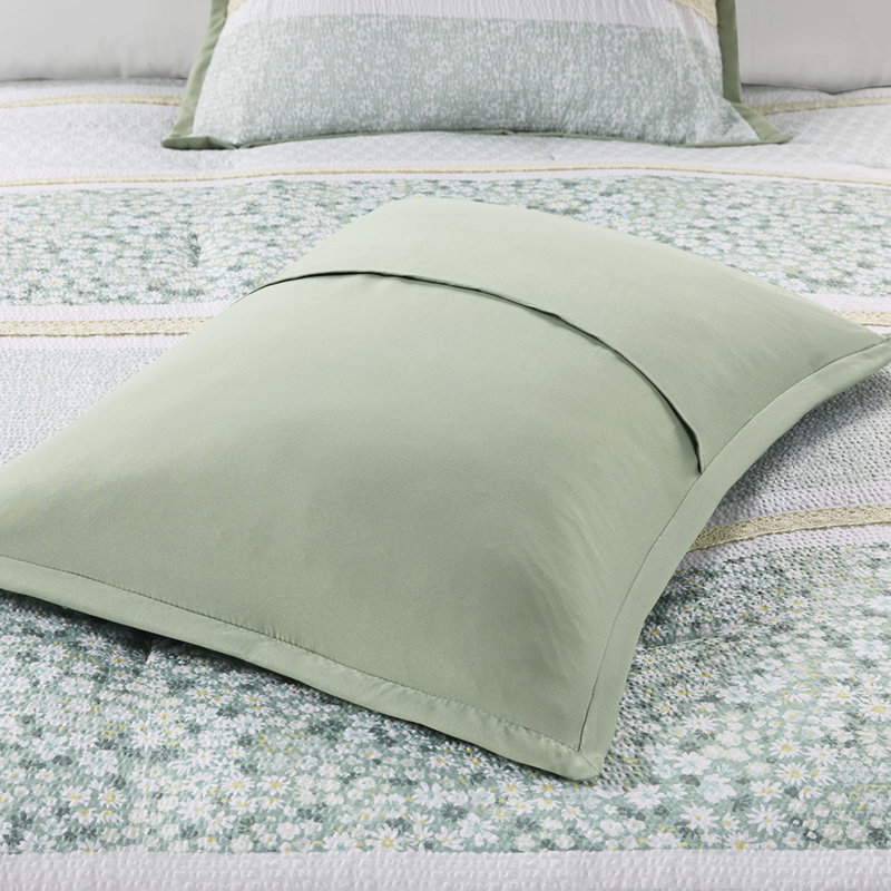 Édredon Seersucker avec coussins décoratifs - Tissu imprimé en blanc et jaune