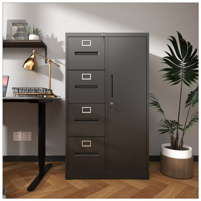 Classeur en métal durable avec serrure, 4 tiroirs et 1 porte pour le bureau et la maison