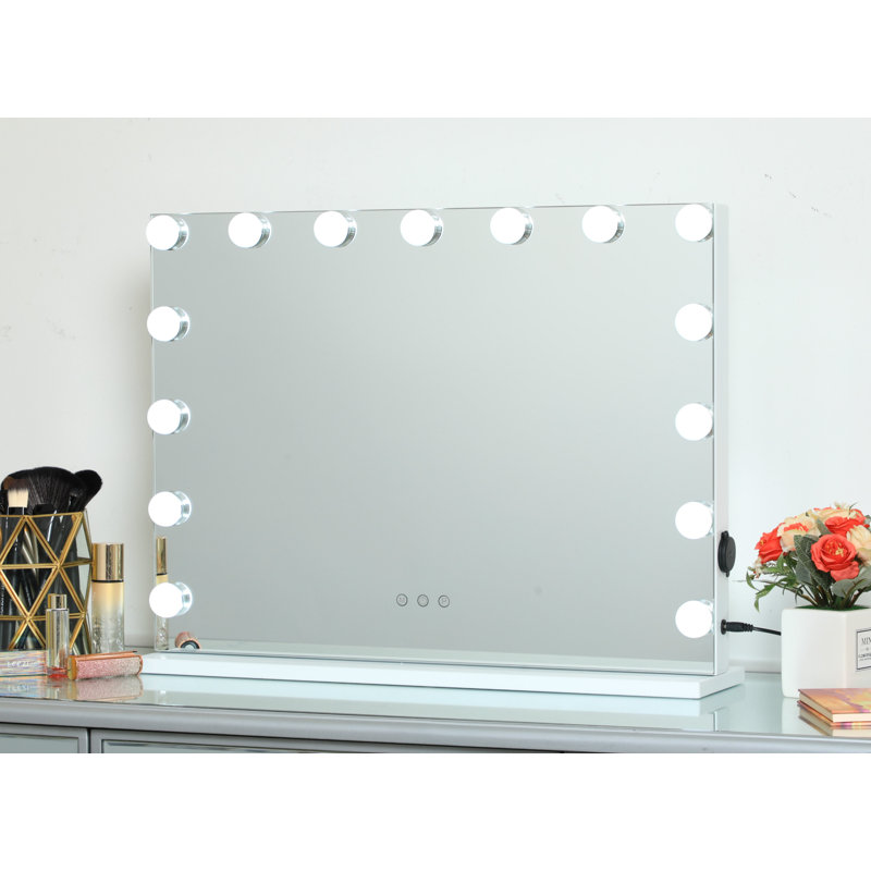 Miroir de maquillage / rasage Hollywood, H 17,3 po x l 22,8 po x P 5,5 po