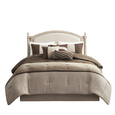 Brown Faux Suede Comforter 7 Piece - Queen, Relaxing Sleep Queen ,