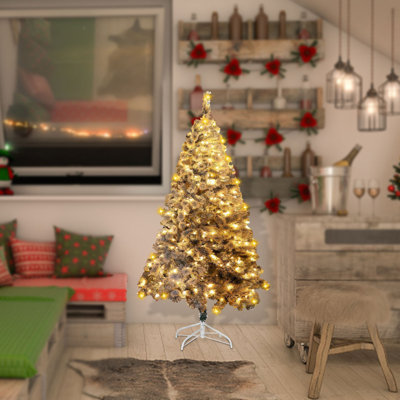 Arbre de Noël illuminé flocon de neige, équipé de charnières sophistiquées, d'arbres artificiels, de supports en métal et d'embouts de branches pour une décoration de Noël facile
