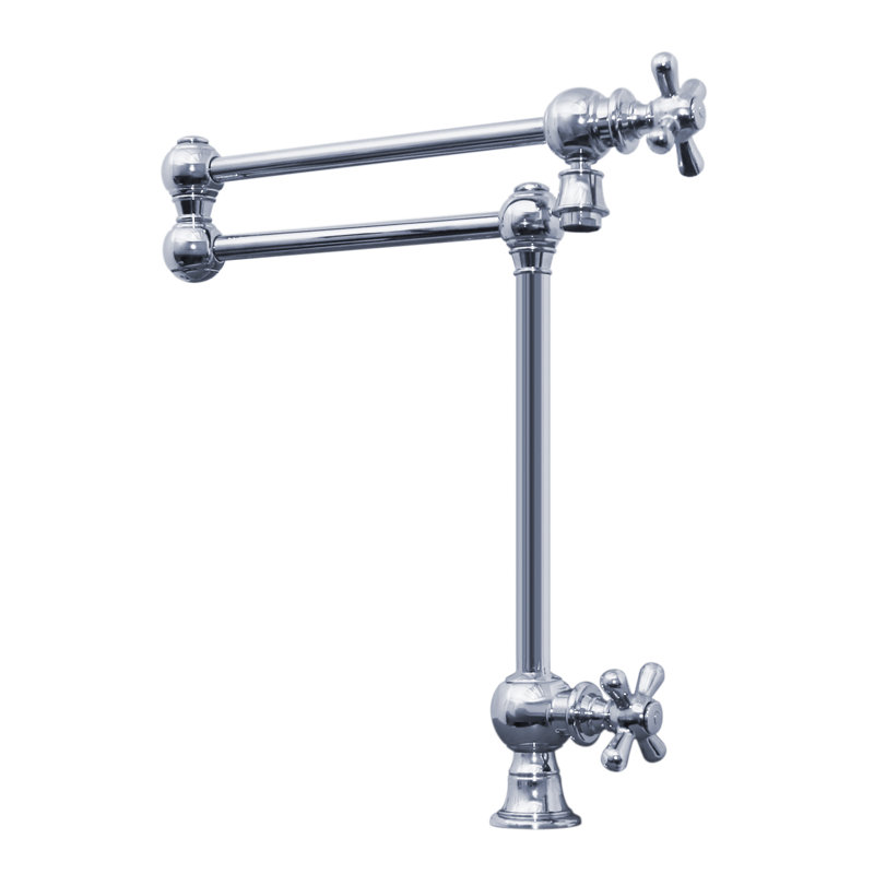 Robinet de robinet monocorps à deux poignées avec poignées transversales et aérateur pivotant rétro iii, Chrome poli