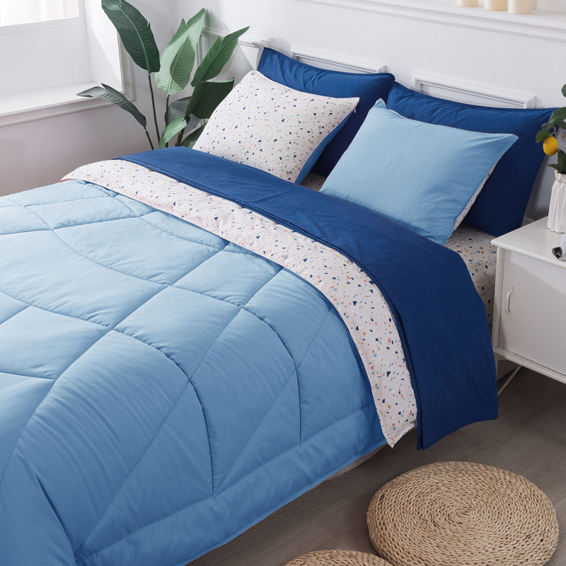 Polyester Channel Comforter, Twin Comforter + 4 Additional Pieces, Alaskan Blue