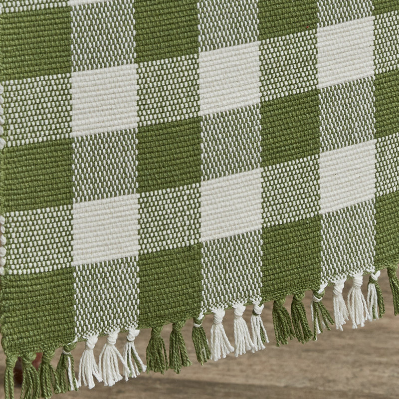 Serles Rectangular Checkered Table Runner, Green, 54" x 13"