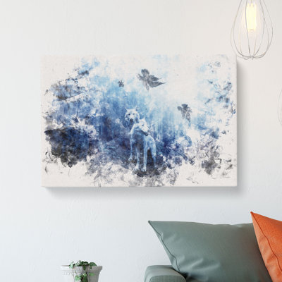 White Wolves in the Forest Watercolour - Wrapped Canvas