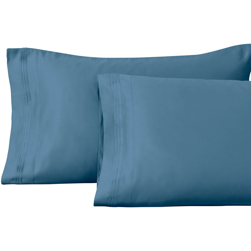 Arling 1000 Thread Count Luxury Certified Egyptian Cotton 2 Piece Sateen Pillowcase, Medium Blue, Standard Pillowcase
