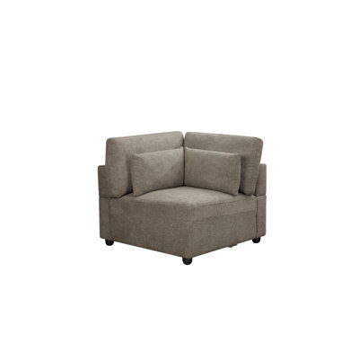 Canapé modulaire moderne Blethyn, 3 coussins, lin, canapé modulaire, canapé moderne, canapé