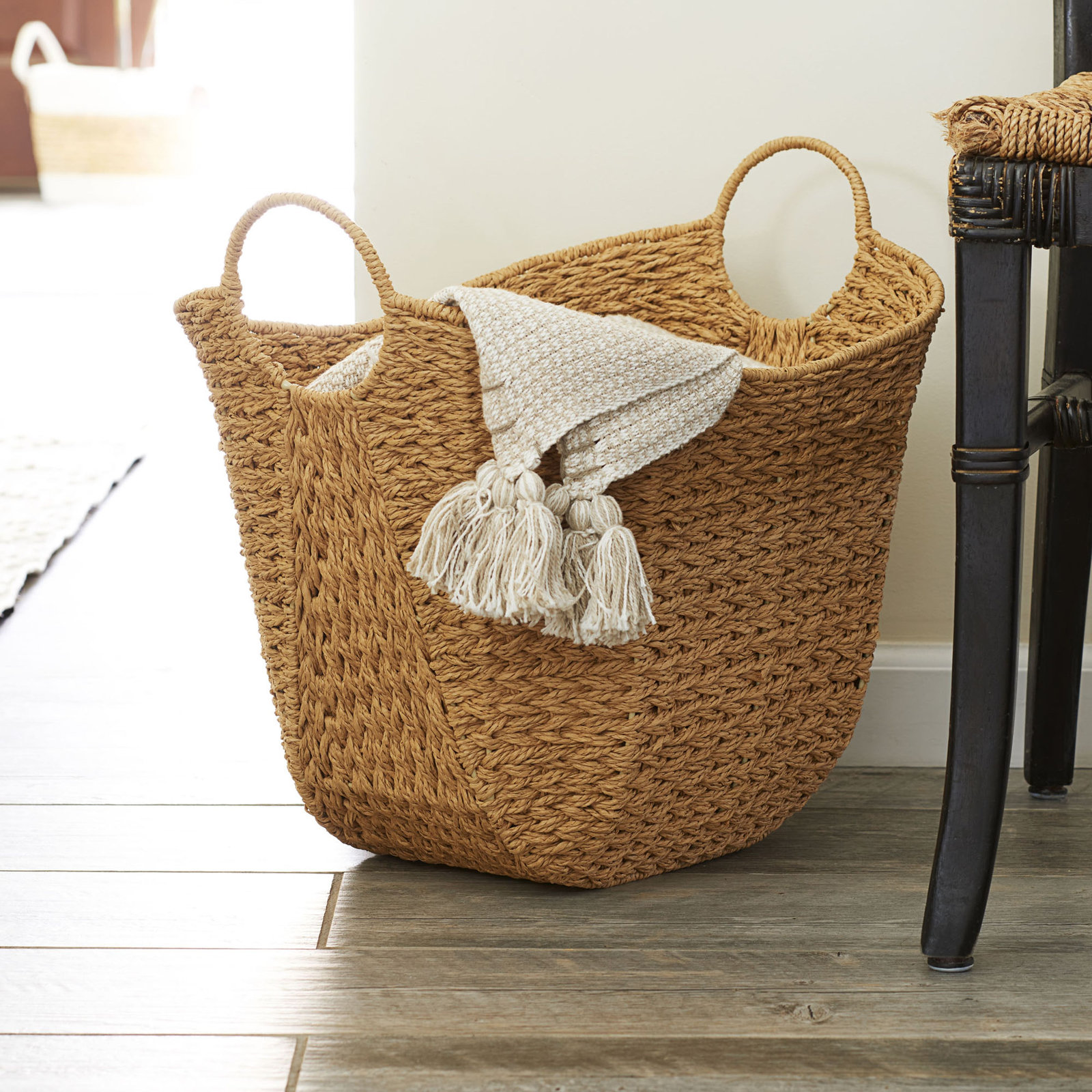 Handwoven Jute Storage Bin, Natural - Paper Rope