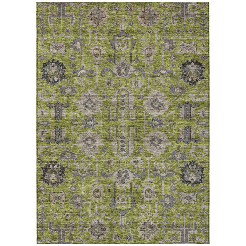 Tapis extérieur lavable 10 pi x 14 pi vert olive et gris anthracite