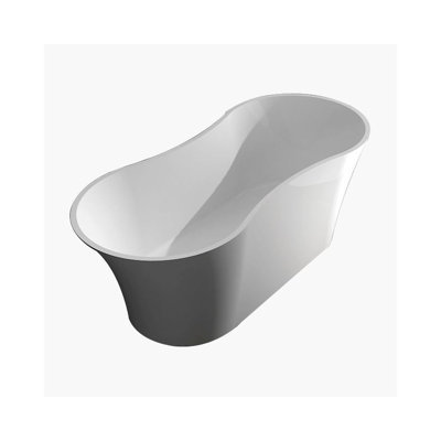 Studio Melody 64.17'' x 28.74'' Freestanding Soaking Resin Stone Bathtub