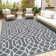 Geometric Reversible Plastic Outdoor Rug Yard Seaside Camping Large Mat