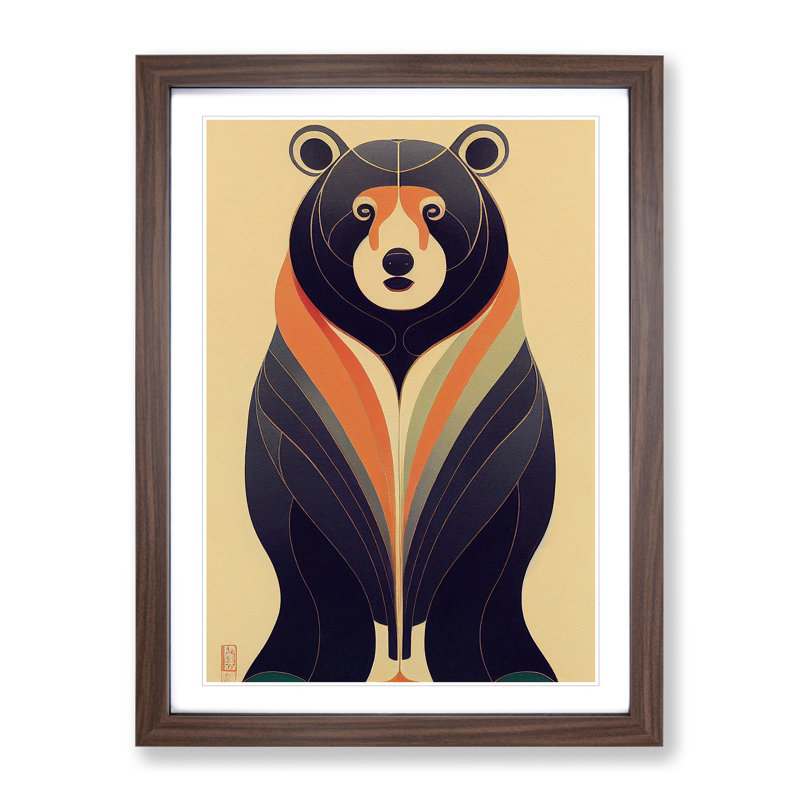 Bear No.5 - Single Picture Frame Print, 64cm H x 46cm W x 2cm D, Walnut Framed