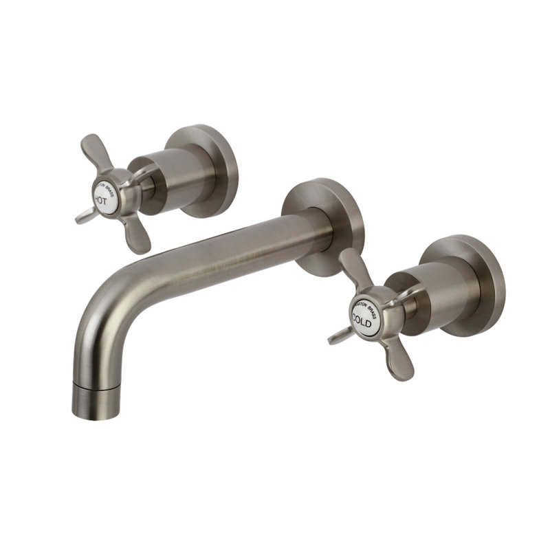 Kingston Brass Essex Two-Handle 3-Hole Wall Mount Bathroom Faucet, Brushed Nickel