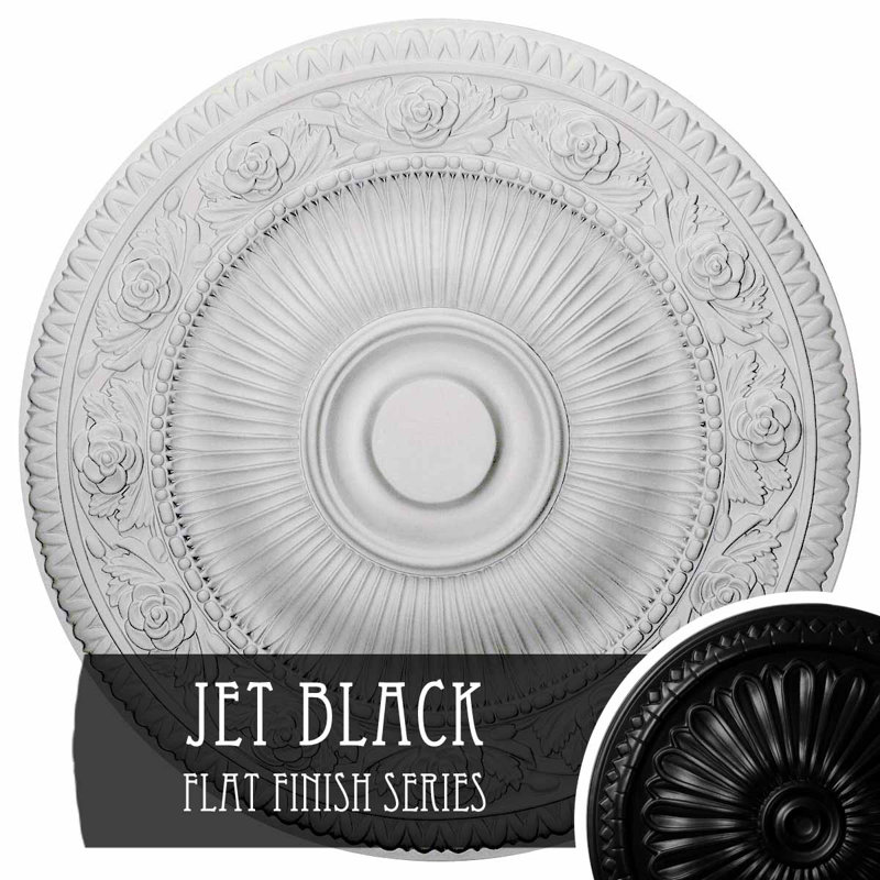 24 médaillons de plafond 24 1/4 po x P 2 po Neuveau (convient aux auvents jusqu'à 6 3/8 po), Noir de jais