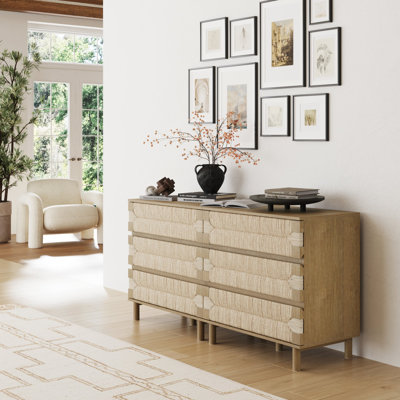Claudinette Boho Bedroom Dresser With Woven Seagrass