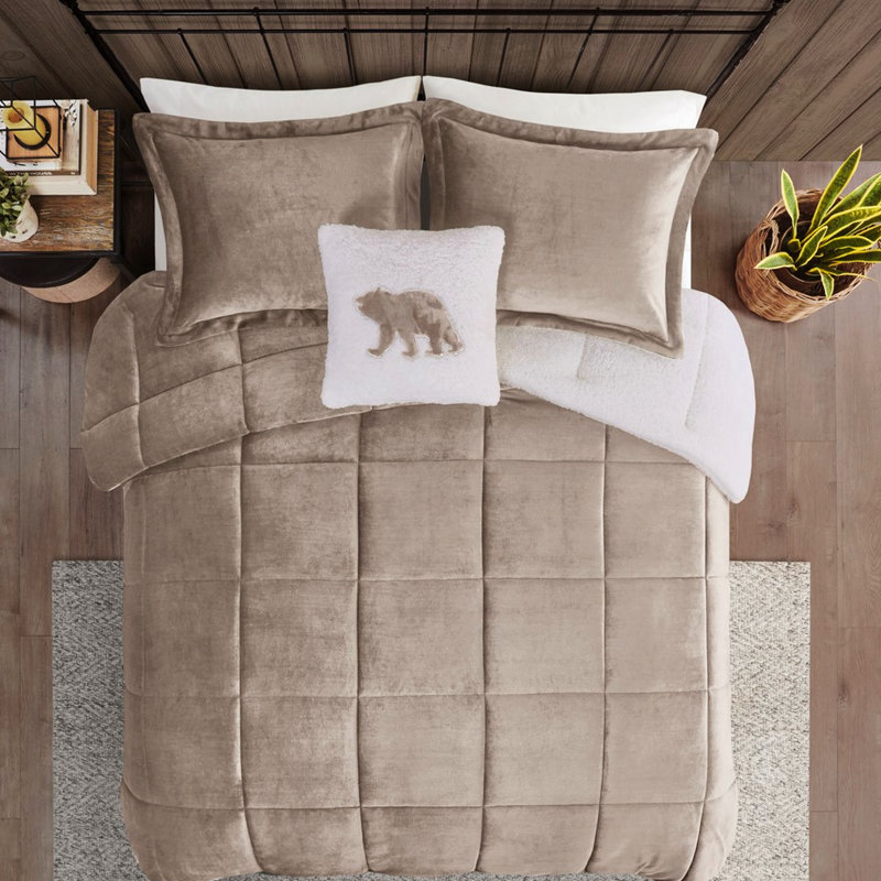 Très grand à l'édredon - taupe, rembourrage en fibre 6D, taupe +, l 102 po x 86 po