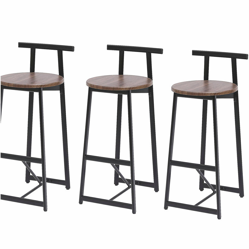 Ensemble de tabourets de bar 3 pièces: Comprend 3 tabourets de bar et des chaises de salle à manger sans dossier, convenant aux comptoirs d'îlot de cuisine (noir et brun noyer).