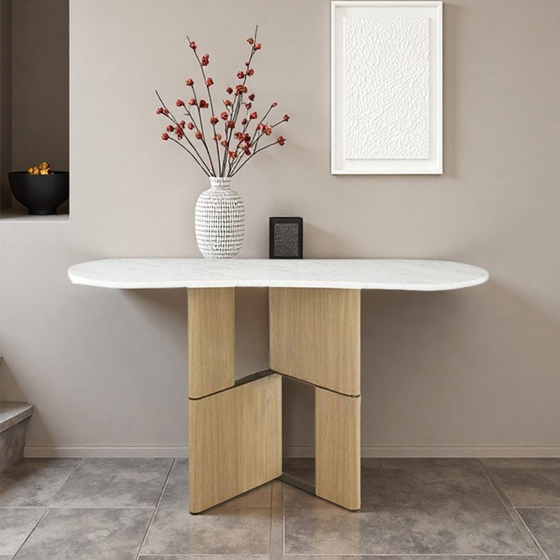 Console de hall d'entrée moderne et minimaliste, Naturel / naturel, H 31,5 po x l 39,4 po x P 15,7 po