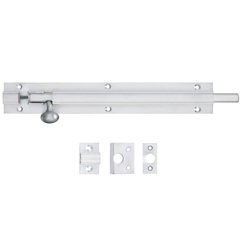 Architectural Barrel Bolt, Satin Chrome, 20cm H x 3.8cm W x 1.5cm D