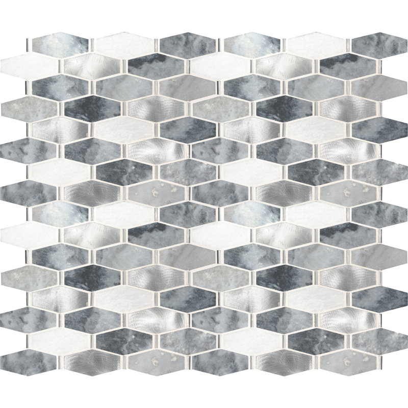 Selara Hexagon 12 in. x 14 in. Natural Stone Metal Blend Mosaic Wall Tile