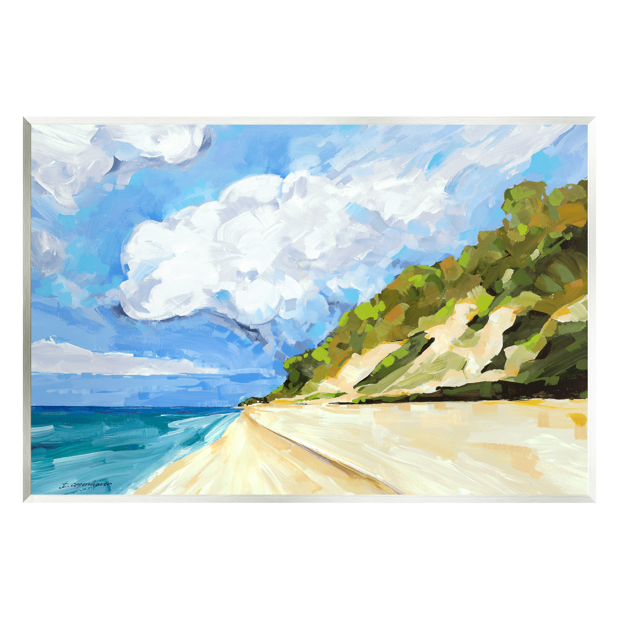 Stupell Industries Au-516-Giclee Cloudy Coastal Cliffs Painting Painting