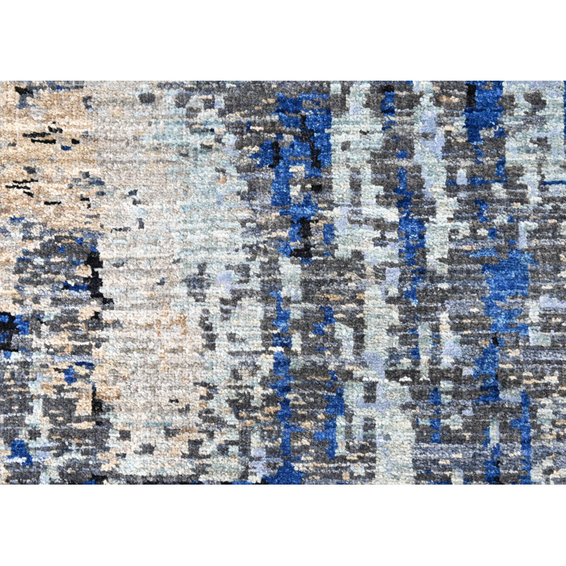Hand-Knotted High-Quality Blue and Beige Area Rug