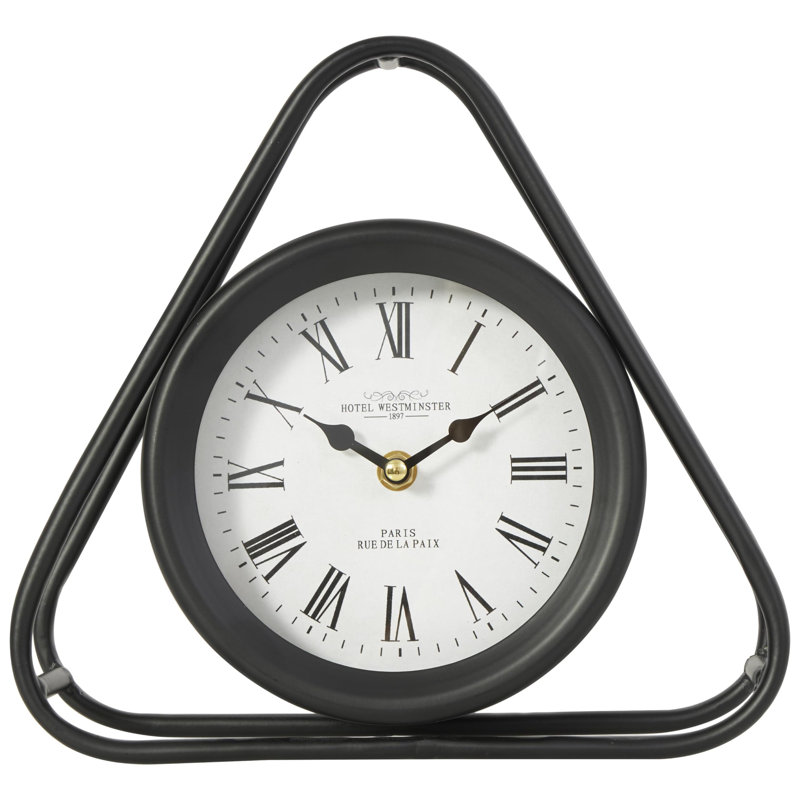 Iron,Metal Electrical Tabletop Clock in Black