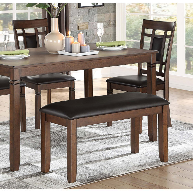 Classic 6Pc Dinng Set Table Bench 4X Chaises Similicuir